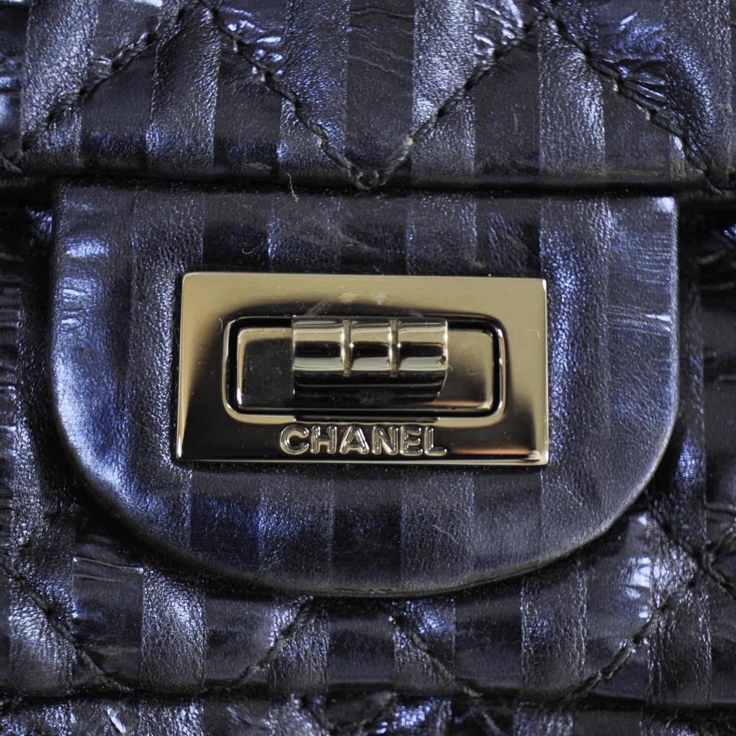 Striped Accordion Reissue Flap Metallic Blue