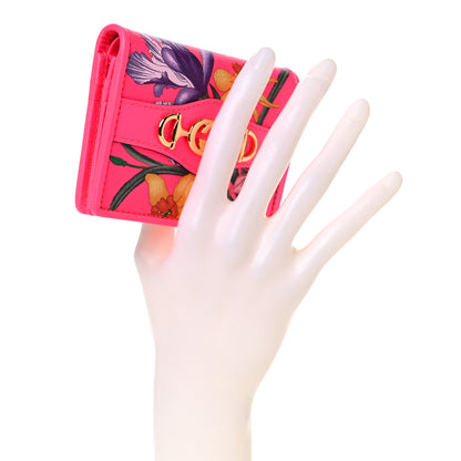 Gucci Calfskin Flora Print Zumi Card Case Fuxia Fluo 2 of 10