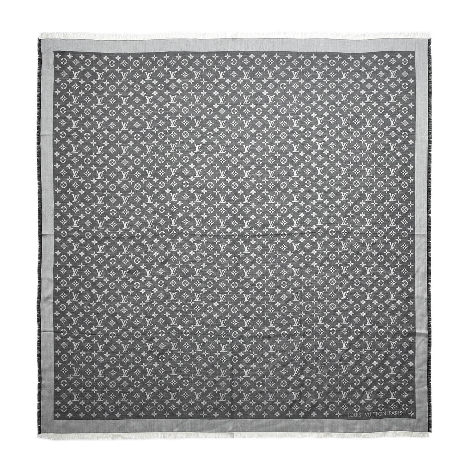 Louis Vuitton Silk Wool Monogram Denim Shawl Black 1 of 4