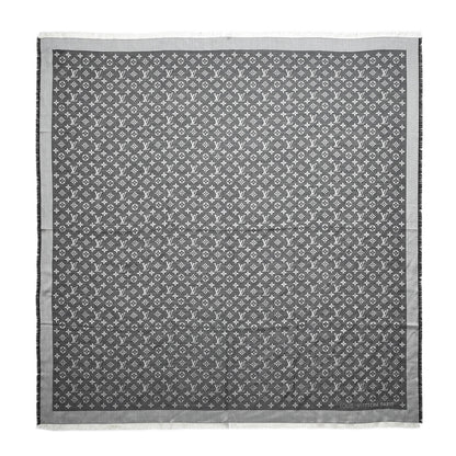 Louis Vuitton Silk Wool Monogram Denim Shawl Black 1 of 4
