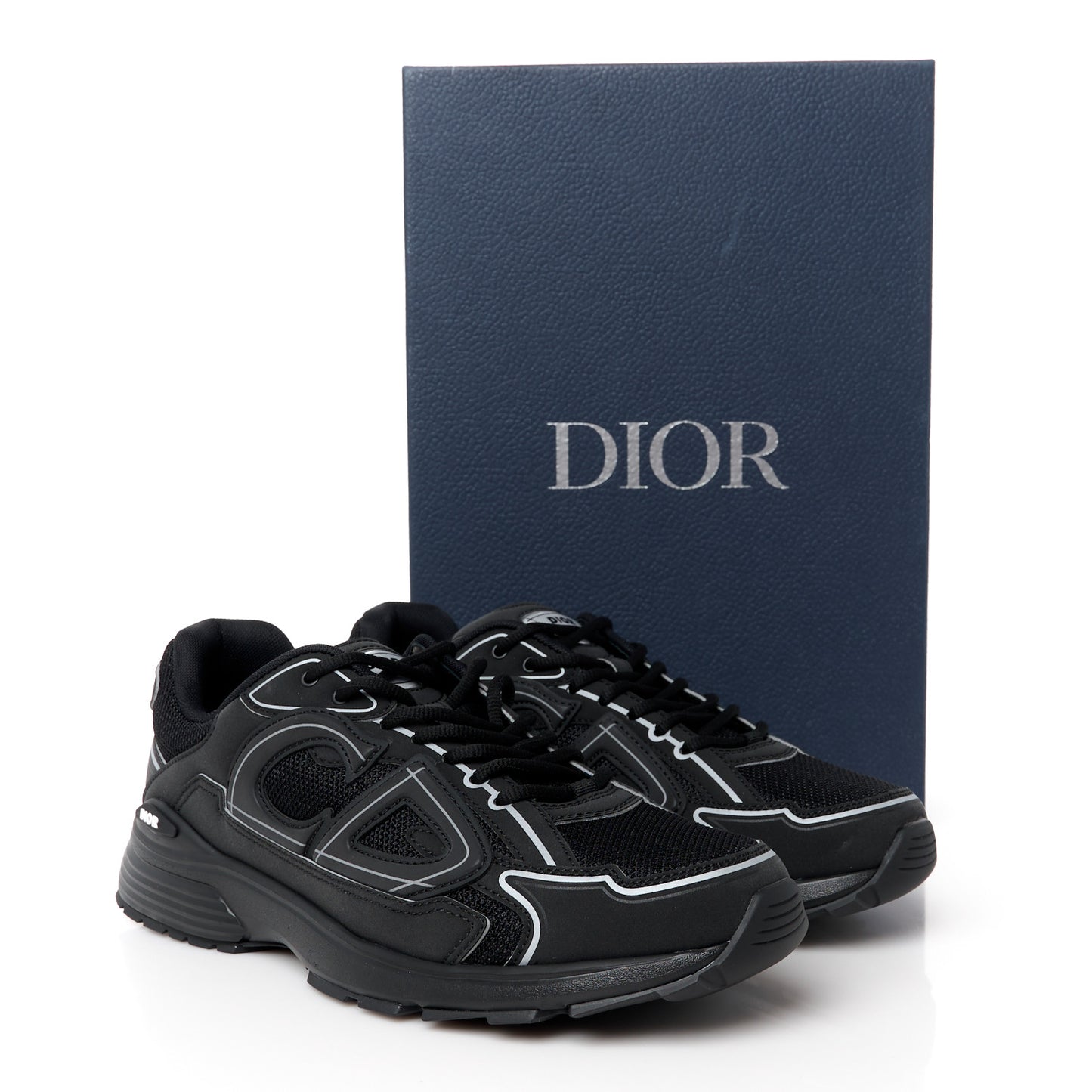 Technical Mesh Calfskin Mens B30 Sneakers 44 Black