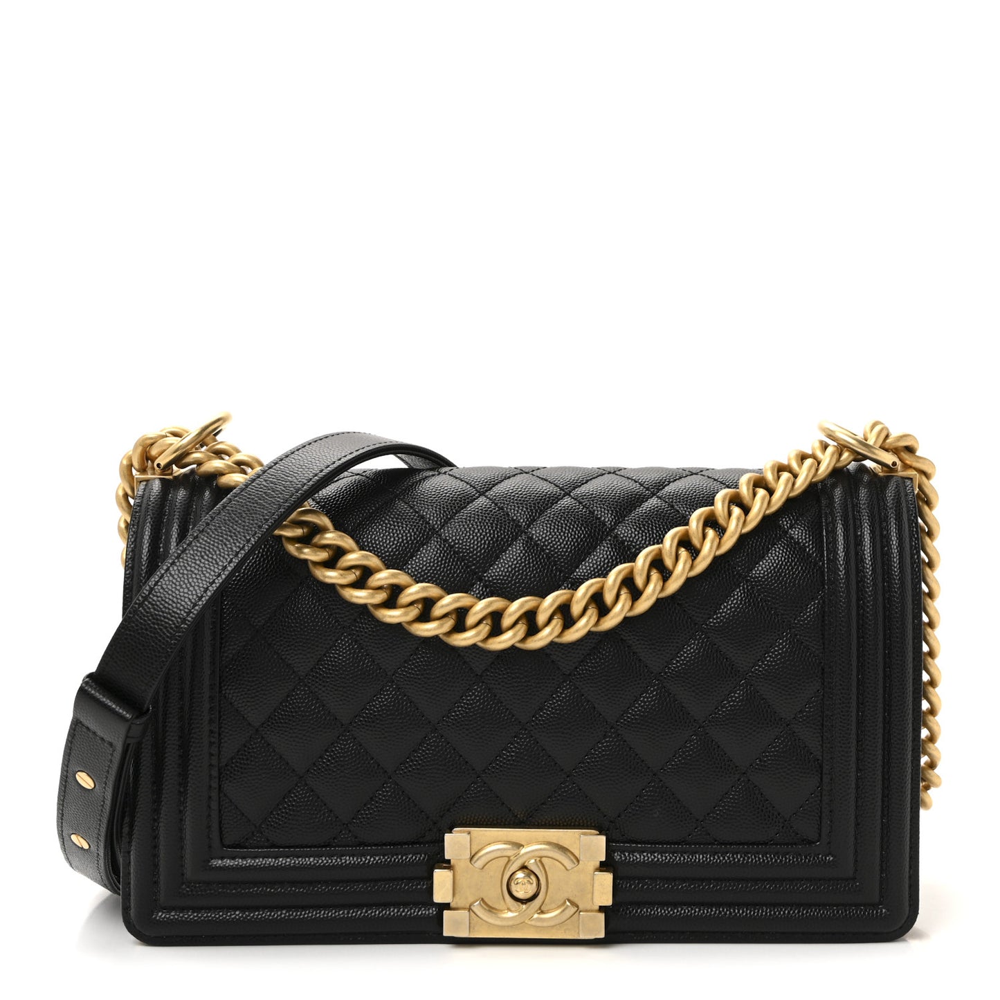 Caviar Quilted Medium Boy Flap Black