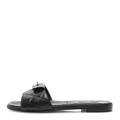 Chanel Lambskin Quilted CC Turnlock Sandals 35 Black 1 of 7