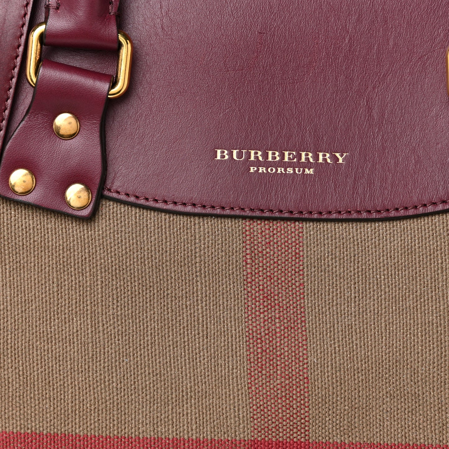 Canvas Mega Check Calfskin Medium Bloomsbury Saddle Burgundy