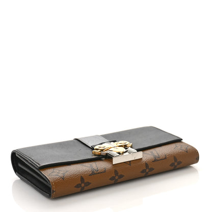 Louis Vuitton Calfskin Reverse Monogram Column Sarah Wallet Black 4 of 8