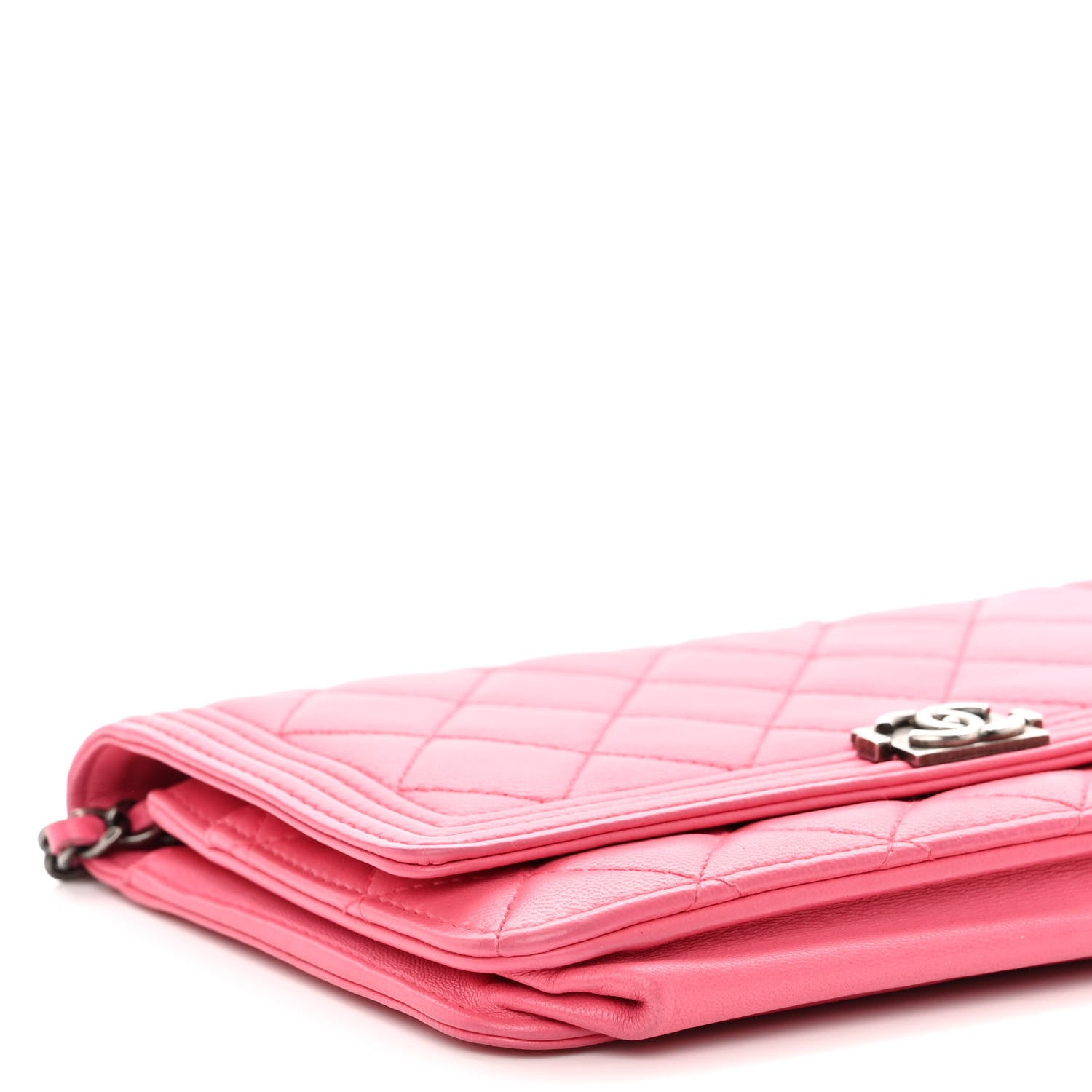 Chanel Lambskin Quilted Boy Wallet On Chain WOC Pink 10 of 14