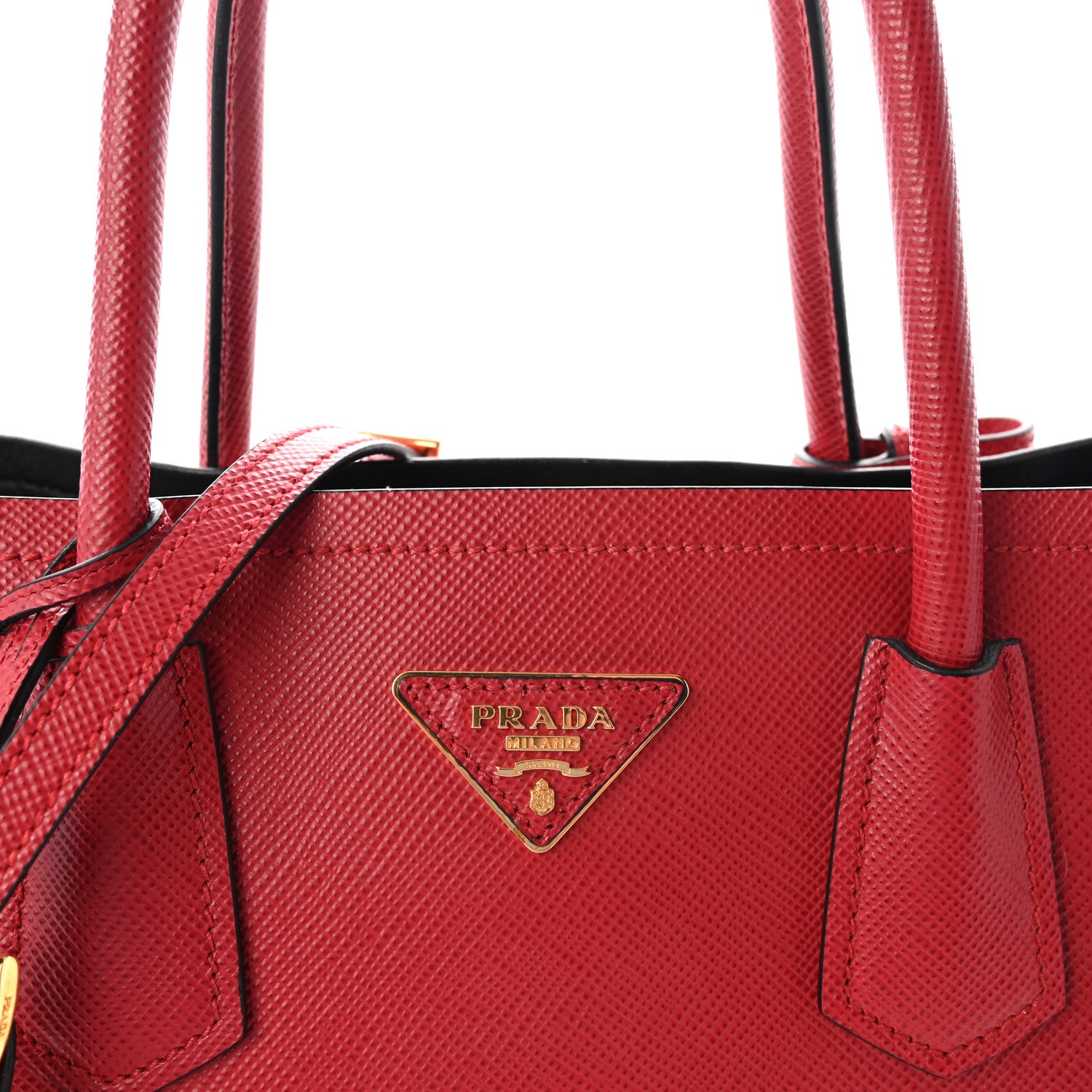 Prada Saffiano Cuir Medium Double Bag Fuoco 7 of 9