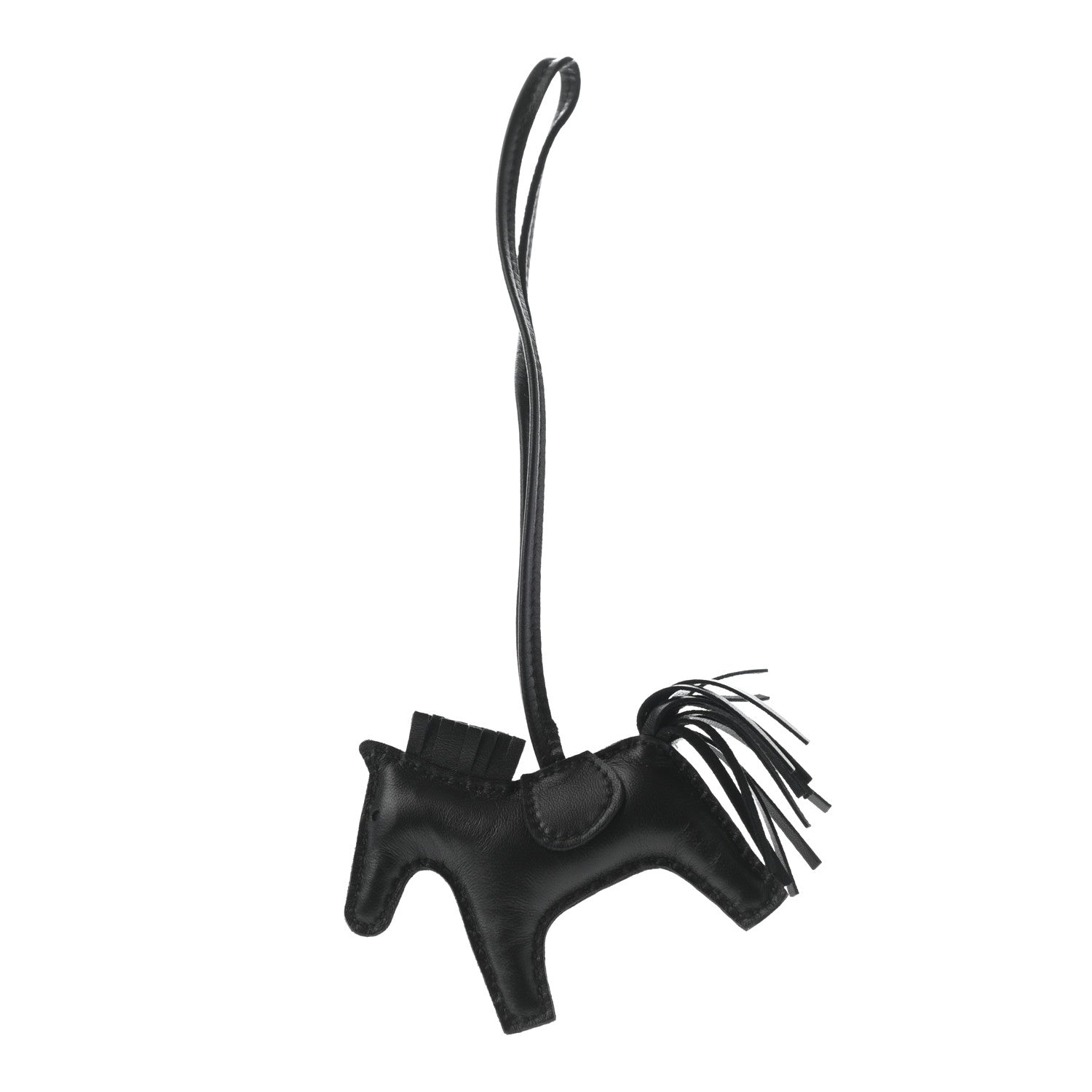 Hermes Milo Lambskin Grigri Rodeo Horse Bag Charm PM So Black 1 of 5