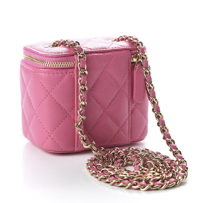 Chanel Caviar Quilted Mini Vanity Case With Chain Pink 3 of 11