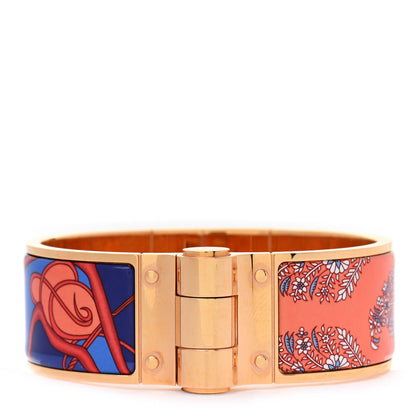Hermes Enamel Printed Wide Coup De Fouet Au Bloc Hinged Bracelet M Rayon 1 of 4