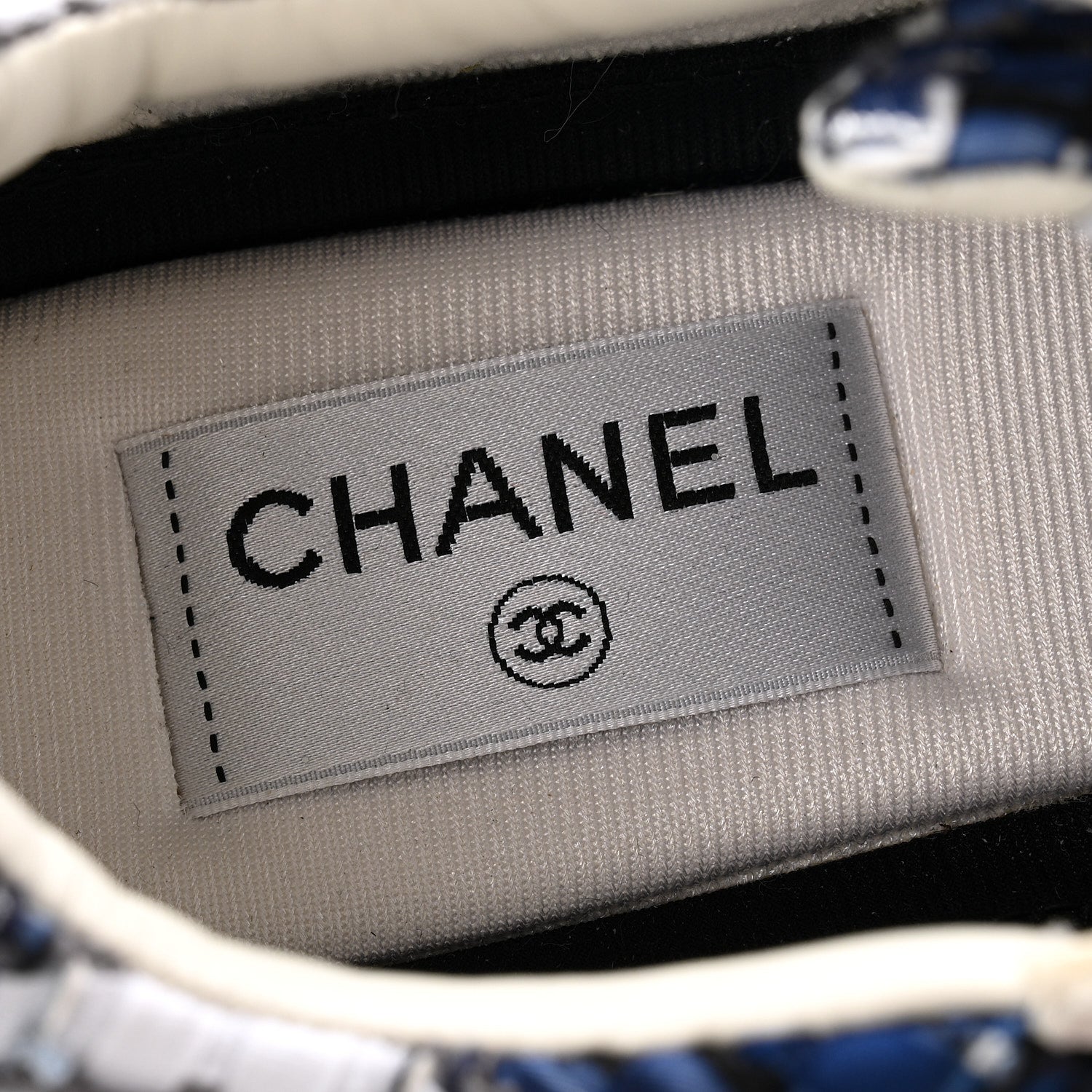 Chanel Tweed Suede Calfskin Womens CC Sneakers 38 Dark Blue Black