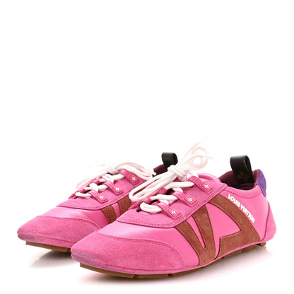 Louis Vuitton Suede Calfskin LV Sneakerina Sneakers 37 Fuchsia Pink 4 of 8
