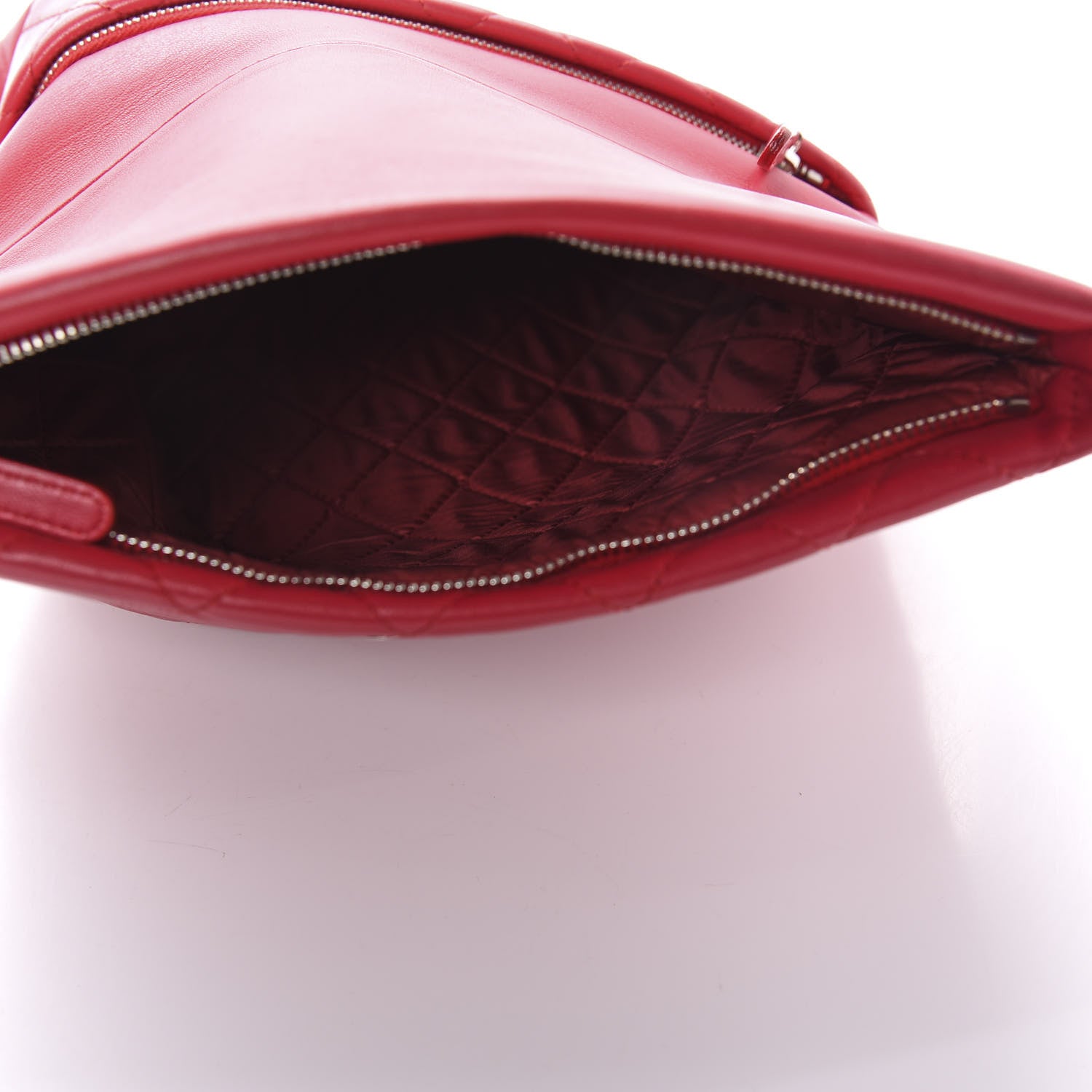 Chanel Lambskin Quilted CC Beauty Clutch Red 5 of 10