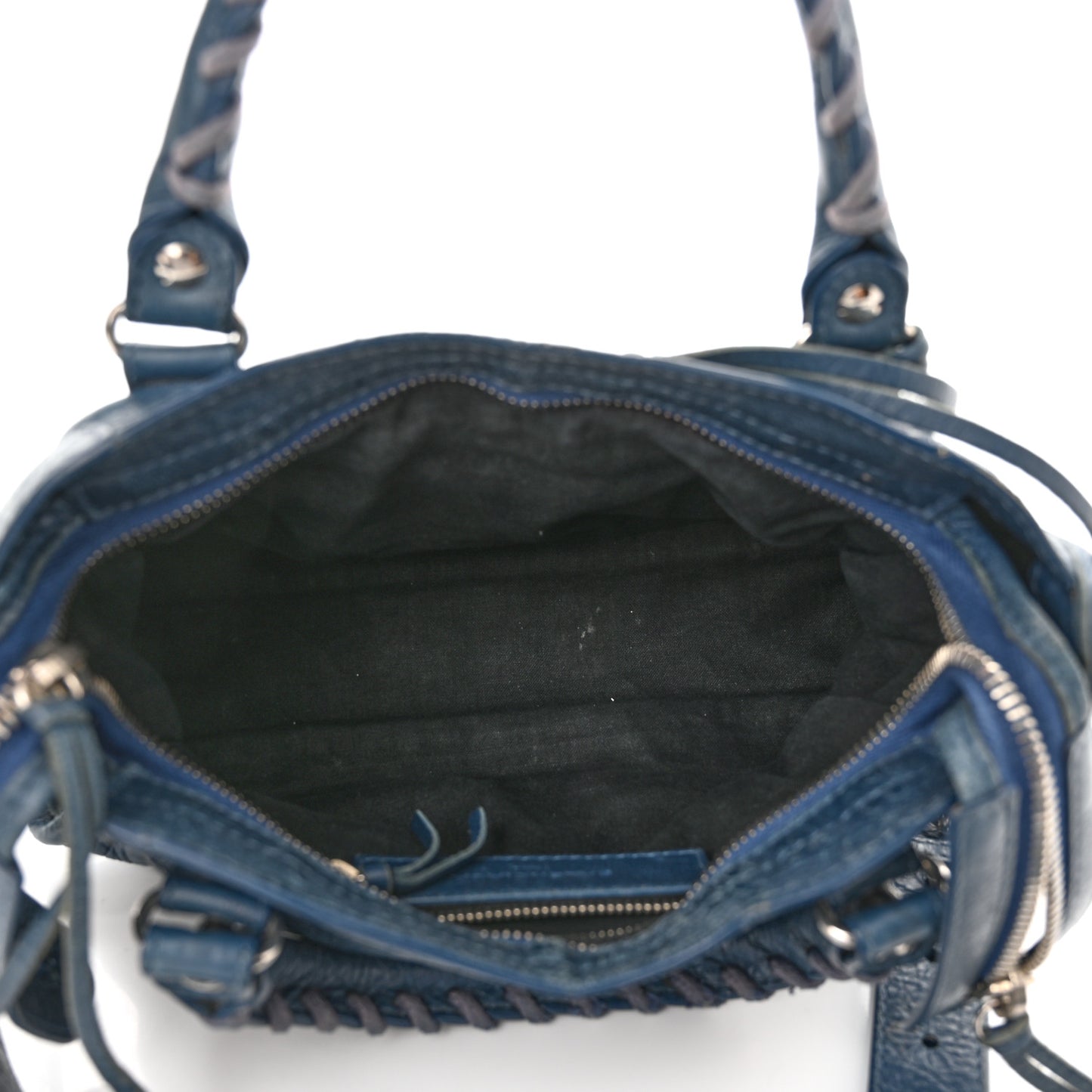 Agneau Classic Silver Hardware Mini City Bleu Profond