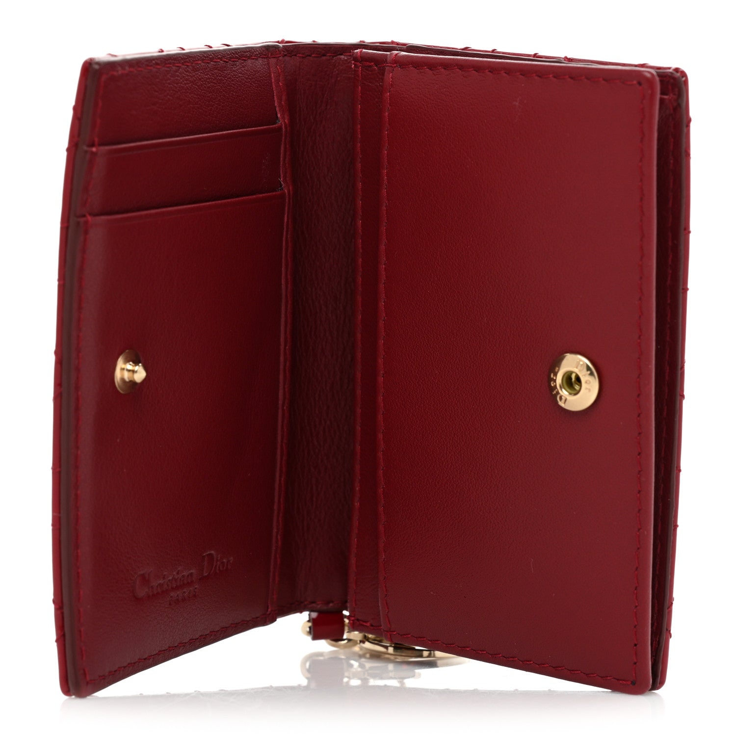 Christian Dior Patent Cannage Small Lady Dior Flap Card Holder Scarlet 5 of 9