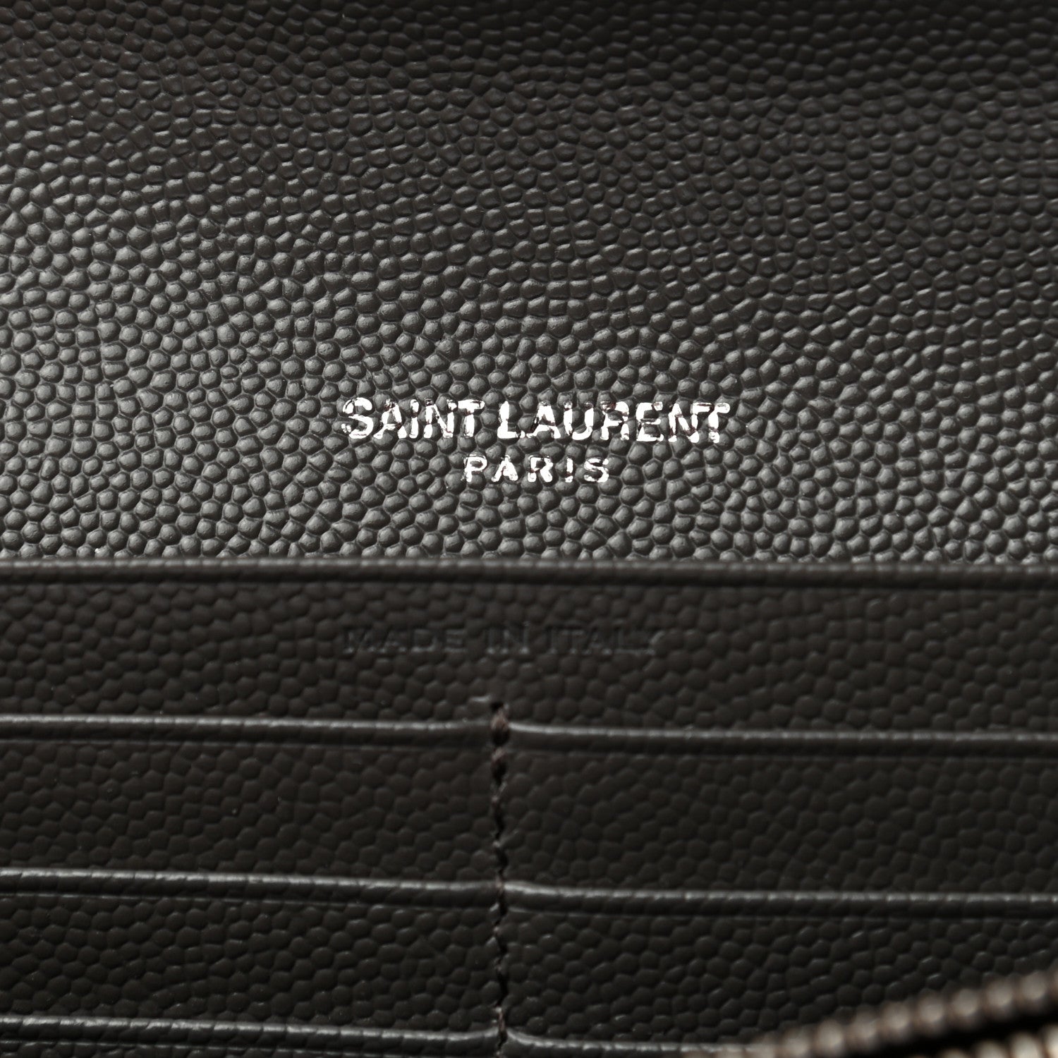 Saint Laurent Grain De Poudre Matelasse Chevron Monogram Flap Wallet Pebble 6 of 7