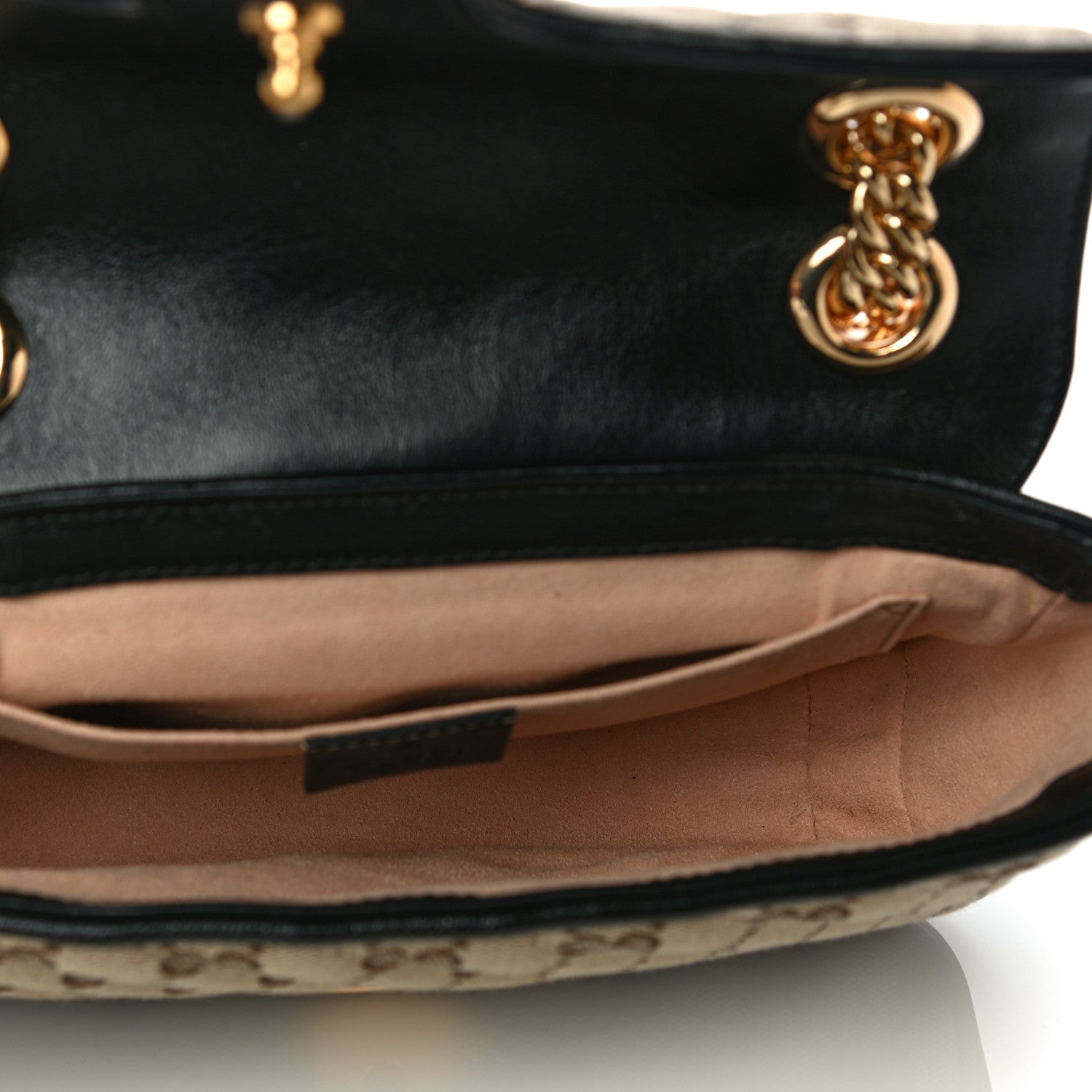 Gucci Monogram Matelasse Diagonal Mini GG Marmont Shoulder Bag Beige Black 5 of 11
