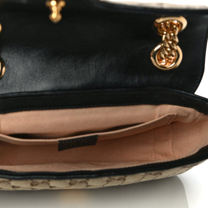 Gucci Monogram Matelasse Diagonal Mini GG Marmont Shoulder Bag Beige Black 5 of 11