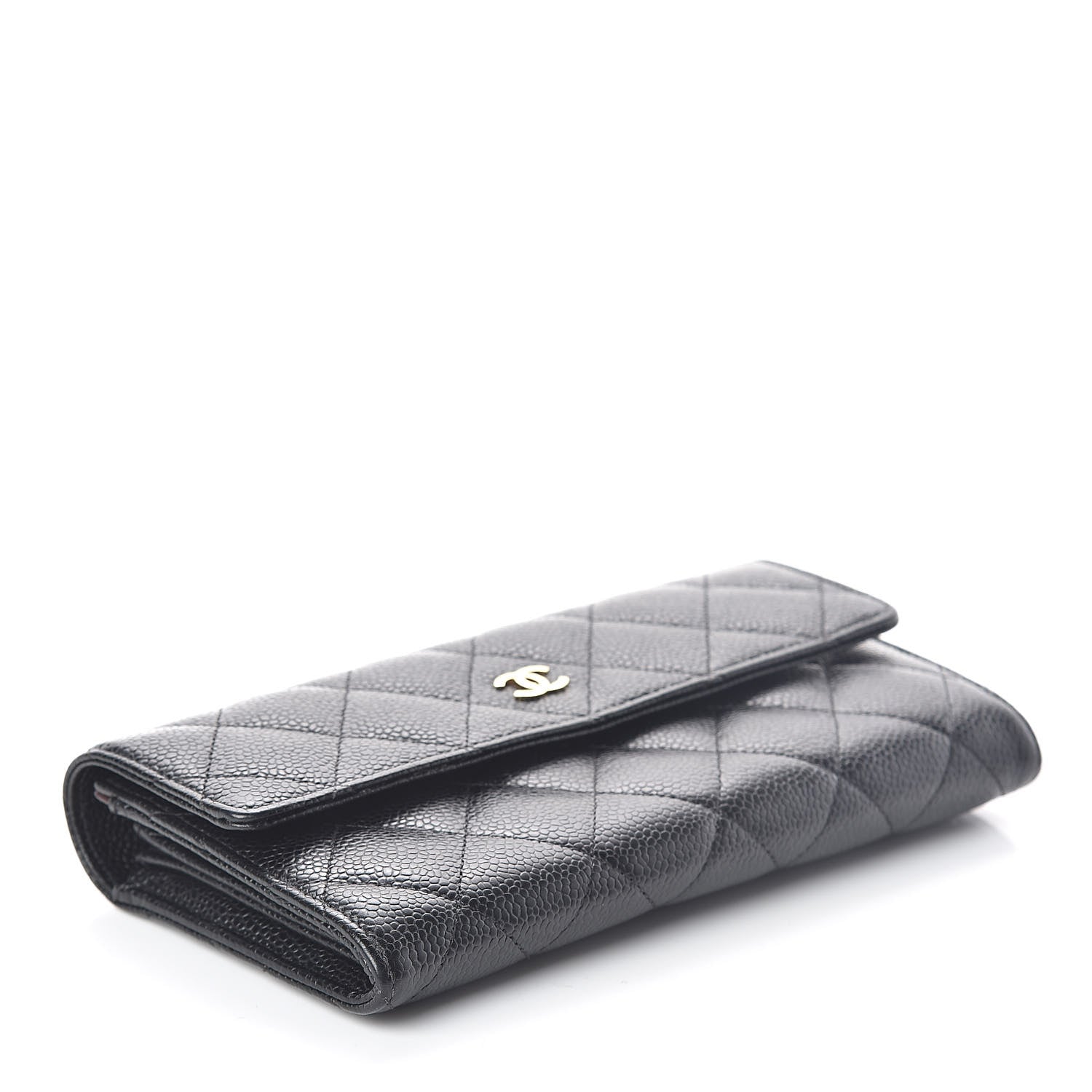 Chanel Caviar Quilted Large Gusset Flap Wallet Black 4 of 12