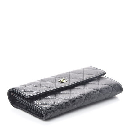 Chanel Caviar Quilted Large Gusset Flap Wallet Black 4 of 12