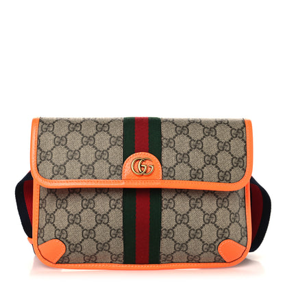 Gucci GG Supreme Monogram Web Small Ophidia Belt Bag Beige Ebony Orange Fluo 1 of 10