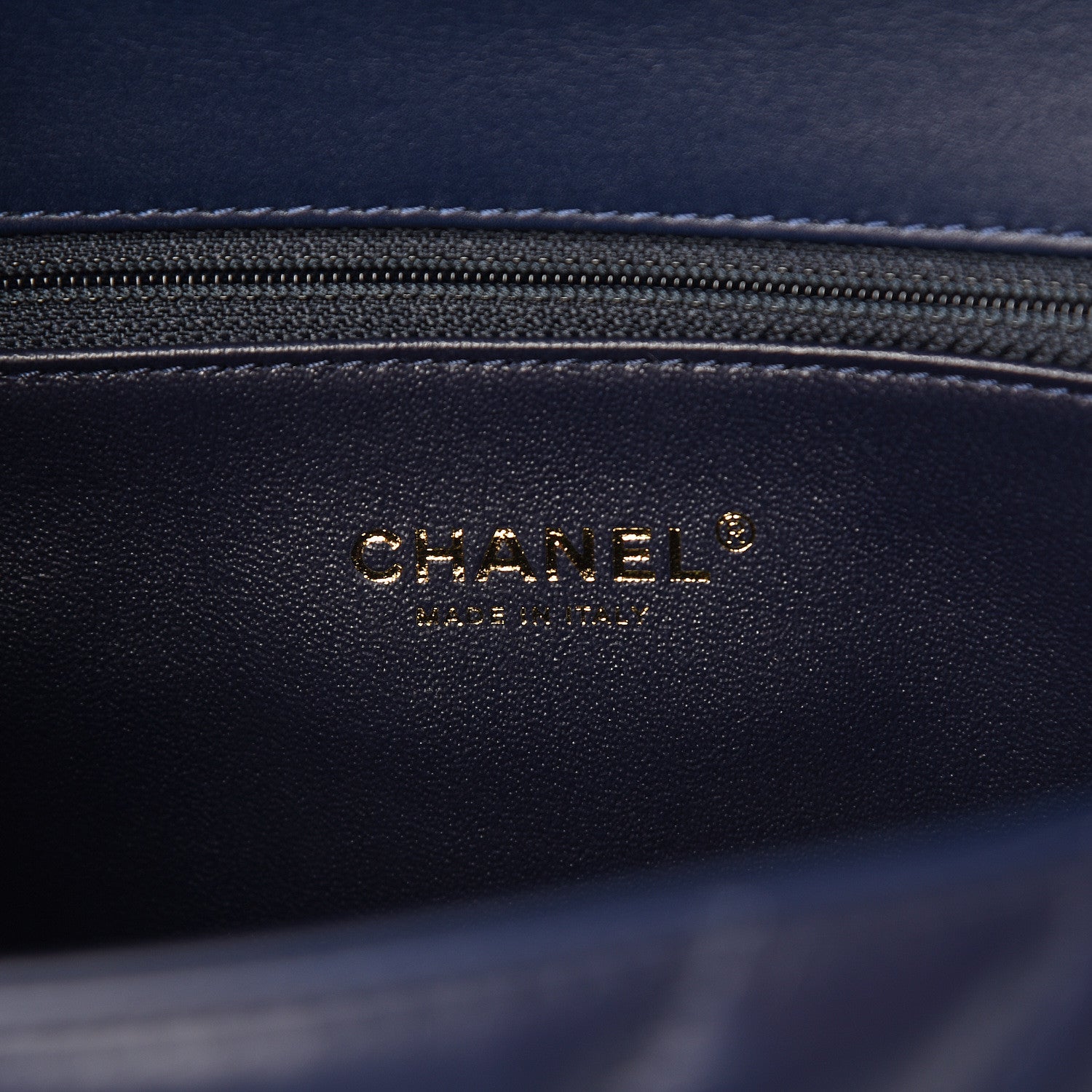 Chanel Aged Calfskin Elaphe Chevron Quilted Small Coco Handle Flap Navy 6 of 12
