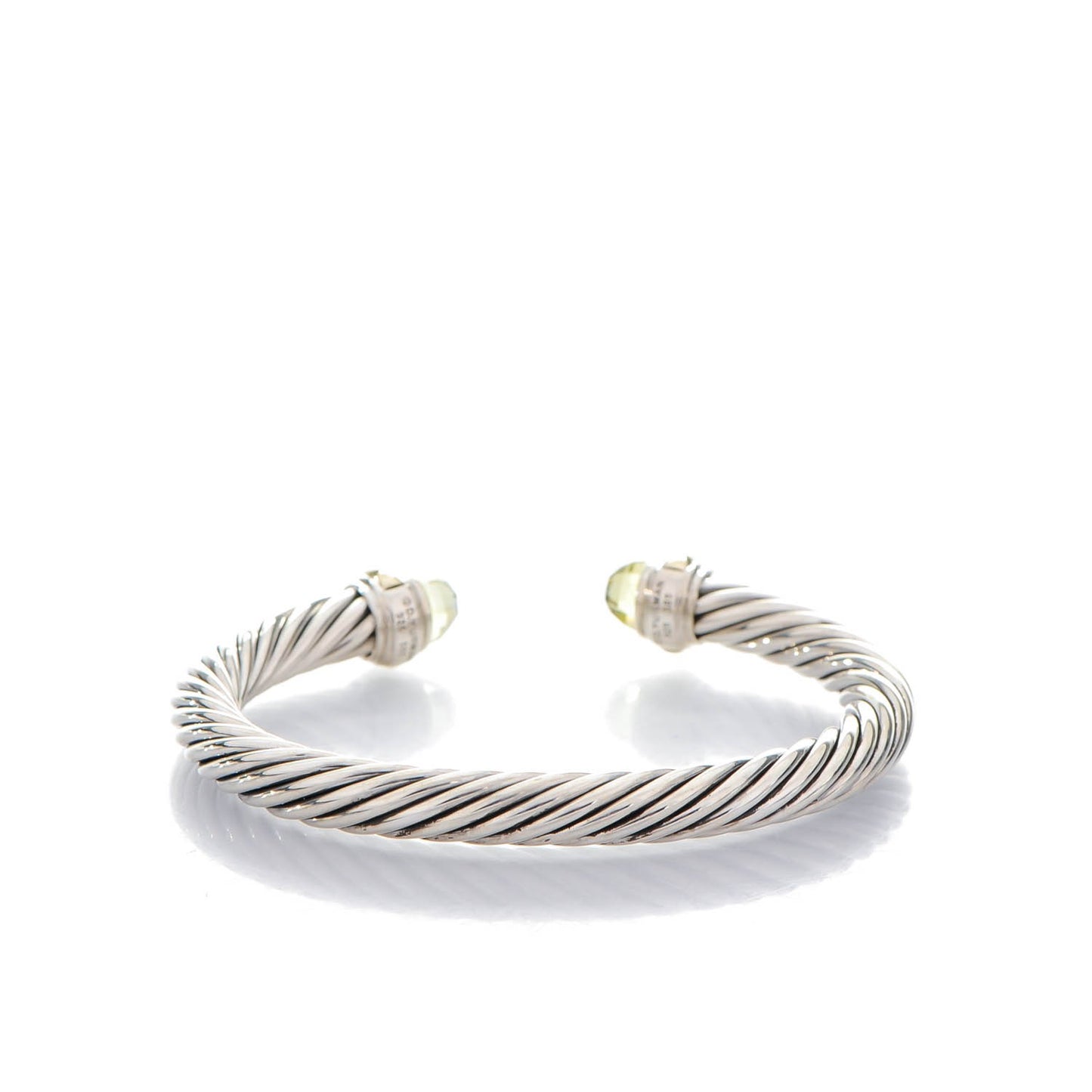 Sterling Silver 14K Yellow Gold Lemon Citrine 7mm Cable Classics Bracelet