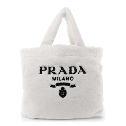 Prada Terry Cloth Tote Bag White Black 1 of 10