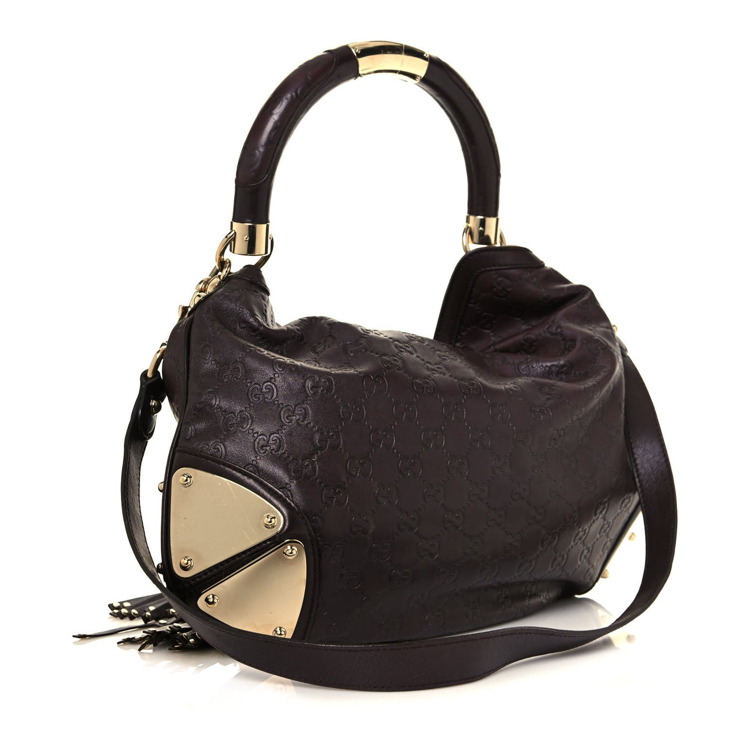 Guccissima Medium Indy Top Handle Hobo Dark Brown