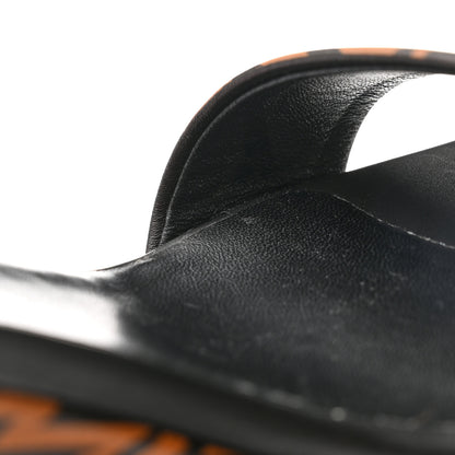 Hermes Calfskin Printed Acapulco Wedge Sandals 39.5 Black Naturel 11 of 12