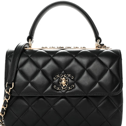 Chanel Lambskin Quilted Small Trendy CC Chain Dual Handle Flap Bag Black 8 of 11