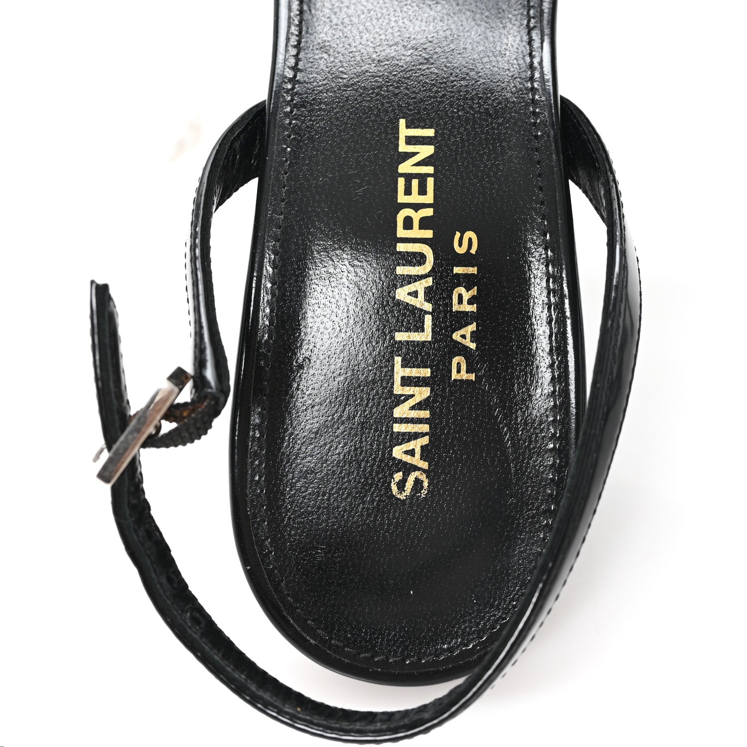 Saint Laurent Patent Calfskin Opyum 110 Sandals 36.5 Black 1913922