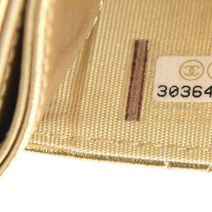 Chanel Aged Metallic Calfskin Pearl CC Quilted Card Holder Gold 8 of 9