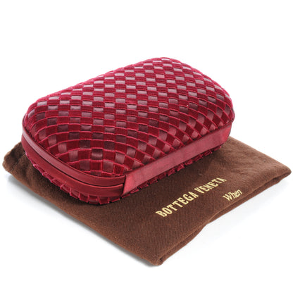 Bottega Veneta Satin Velvet Woven Evening Clutch Burgundy 4 of 7