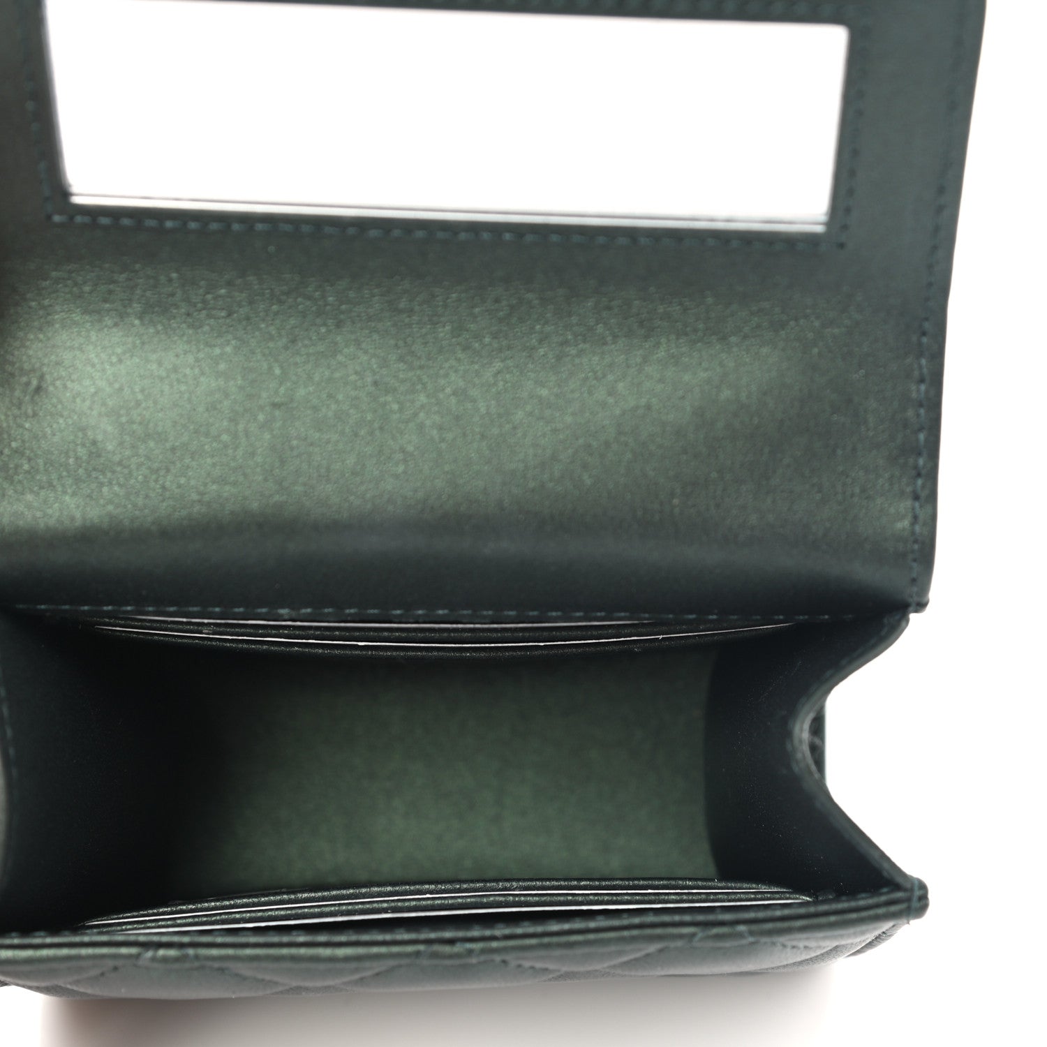 Chanel Iridescent Lambskin Quilted Top Handle Flap Clutch With Chain Dark Green 5 of 9