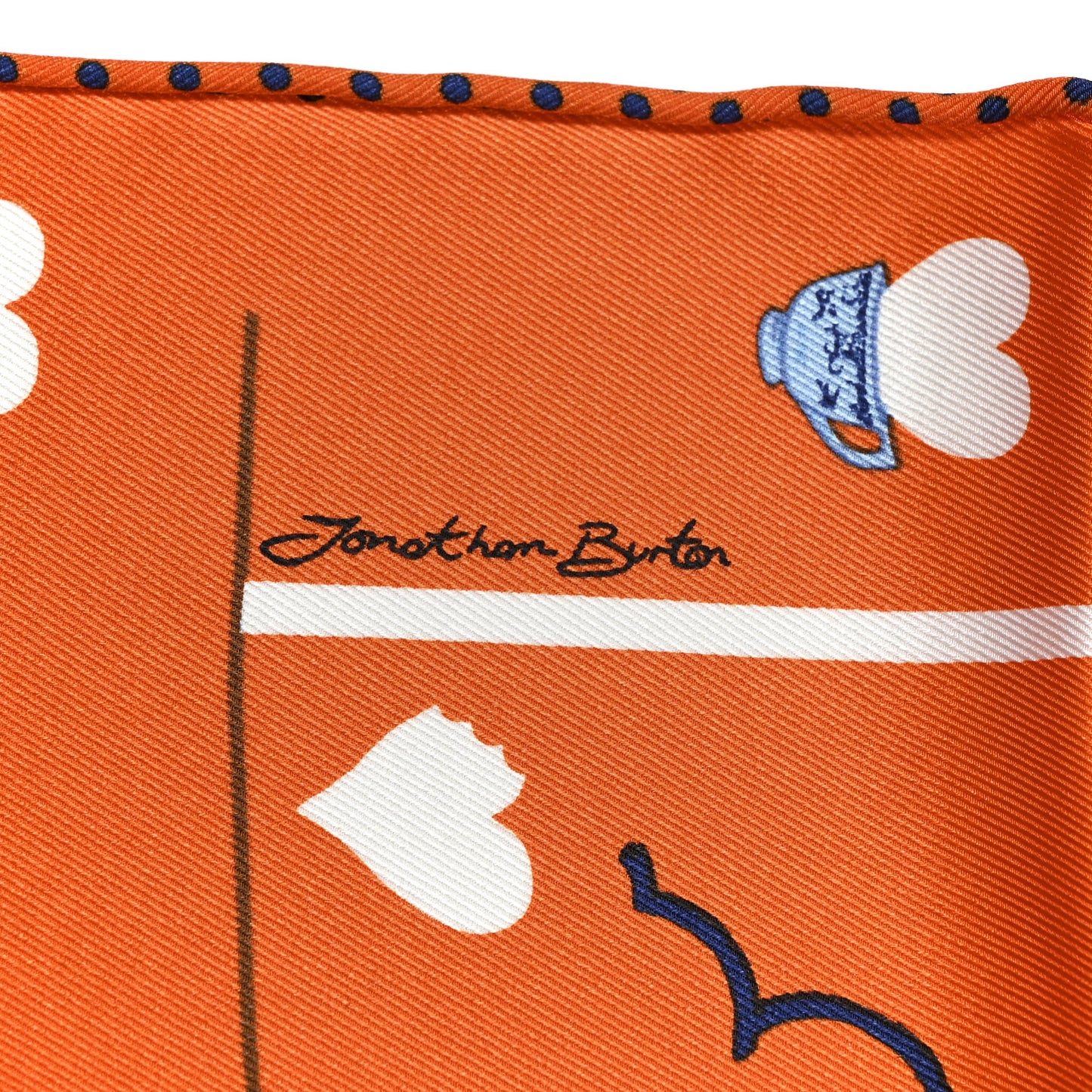 Silk Tea Time Scarf 70 Orange Gris White