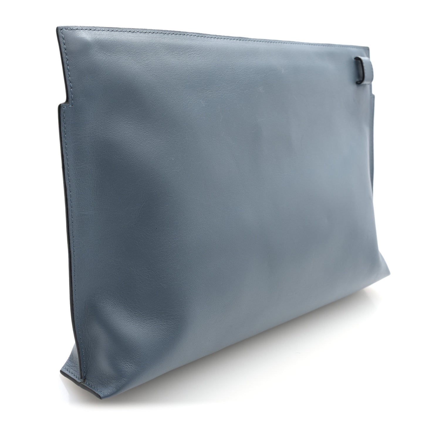 Calfskin T Pouch Stone Blue