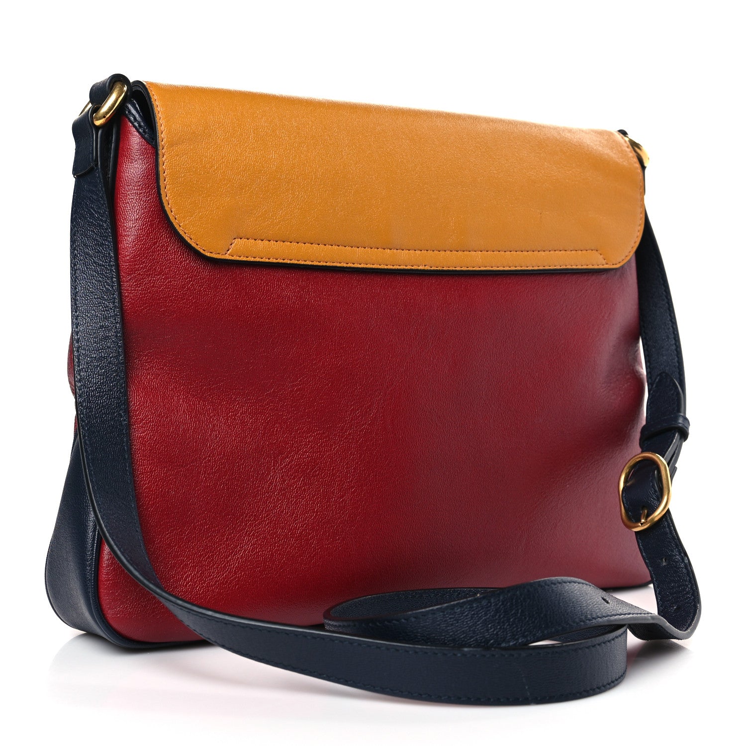 Gucci New Sakai Calfskin Lux Tri-Color Medium Dahlia Messenger Shoulder Bag New Cherry Red Sun Oil Blue 3 of 9