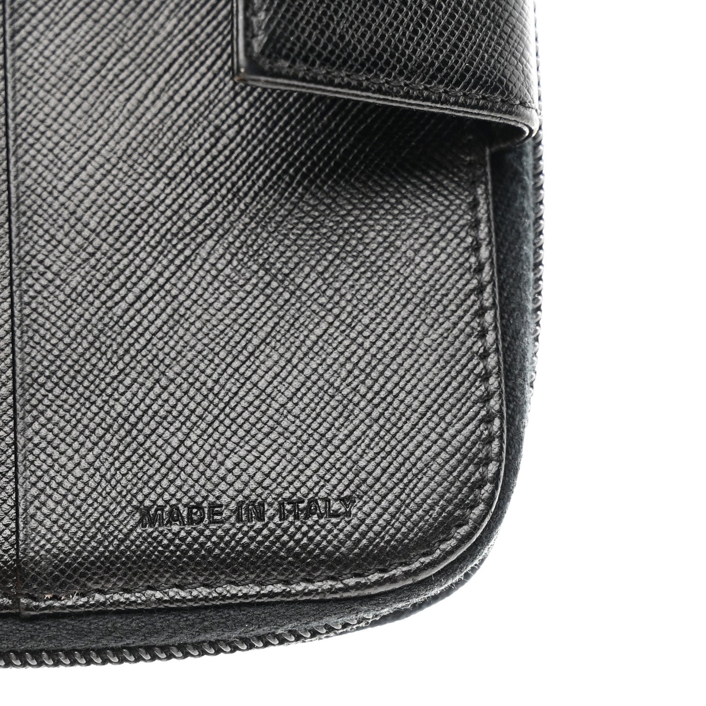 Saffiano Compact Zip Around Wallet Black