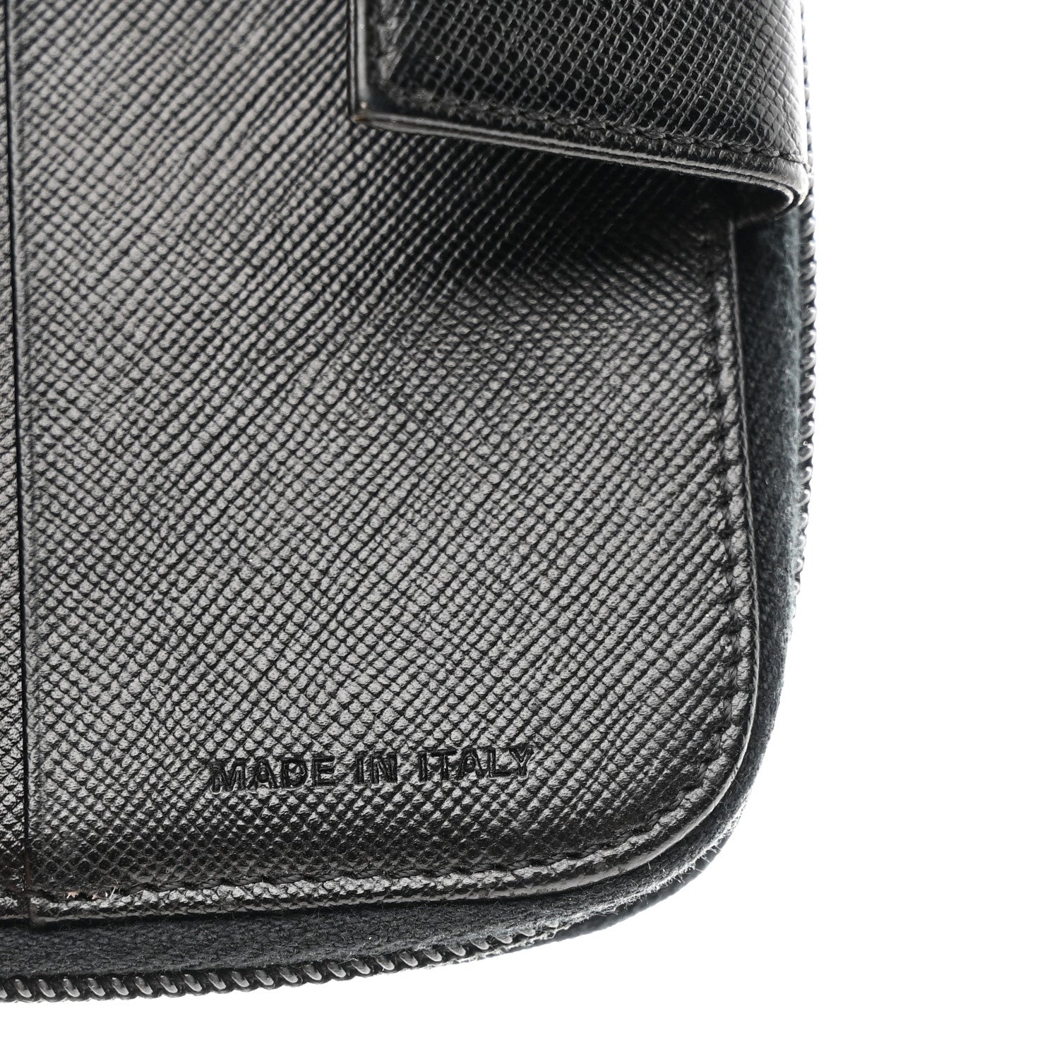 Prada Saffiano Compact Zip Around Wallet Black 9 of 10