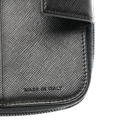 Prada Saffiano Compact Zip Around Wallet Black 9 of 10