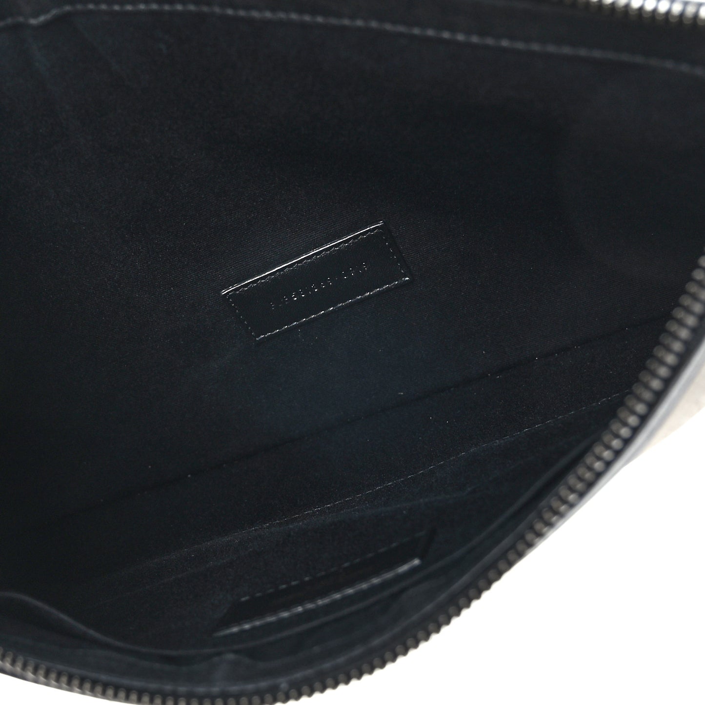 Linen Canvas Rive Gauche Zipped Pouch Optic White