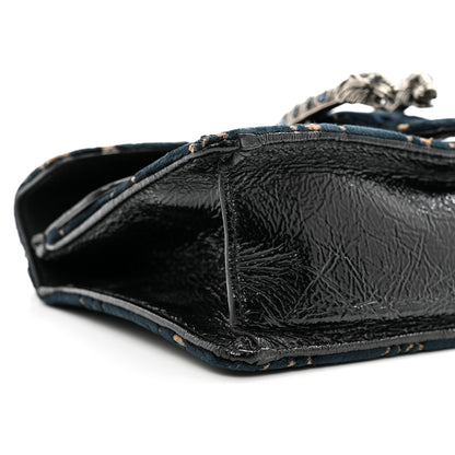 Gucci Velvet Skipper Crystal GG Monogram Small Dionysus Shoulder Bag Blue Beige Black 10 of 12