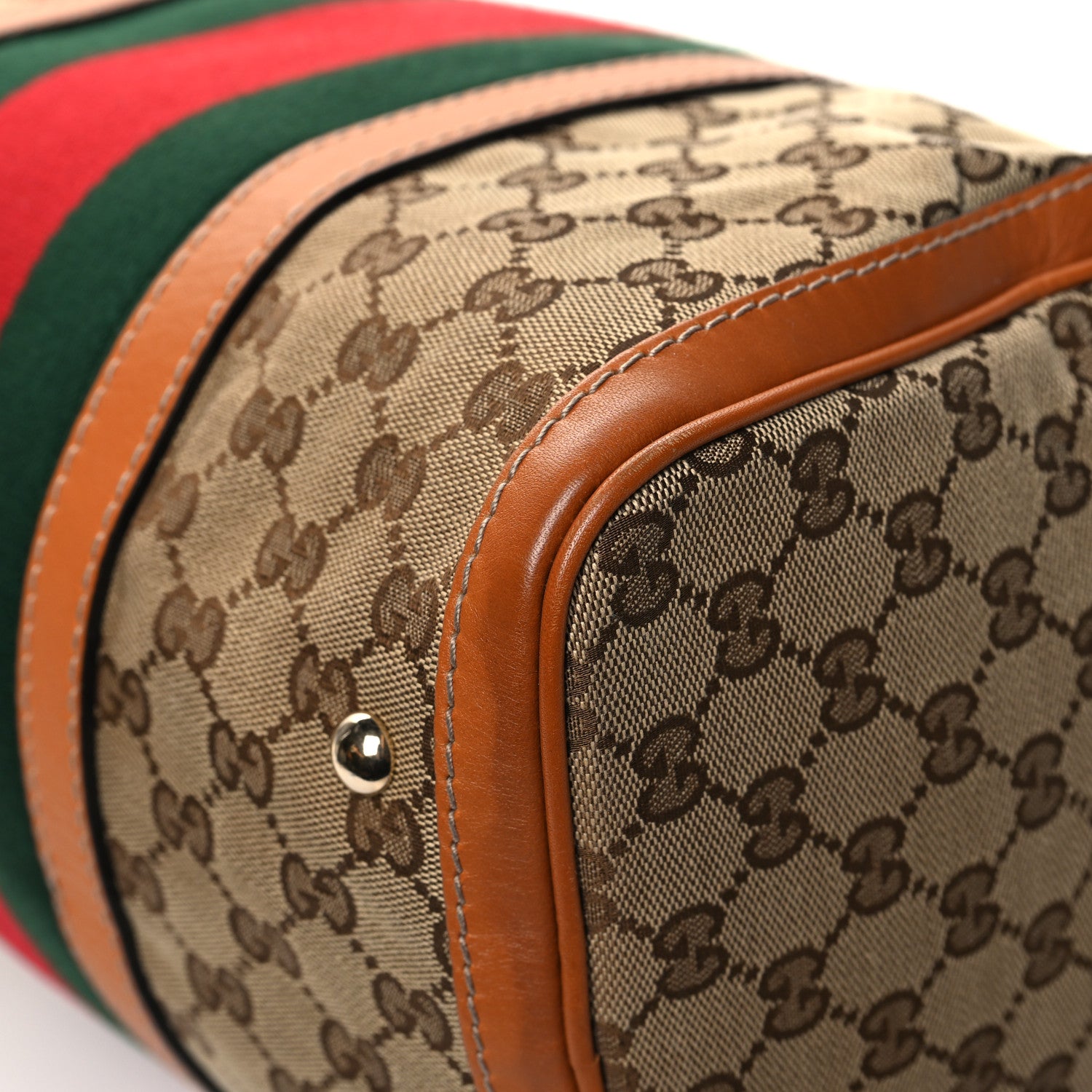 Gucci Monogram Vintage Web Medium Boston Tan Tan 10 of 13