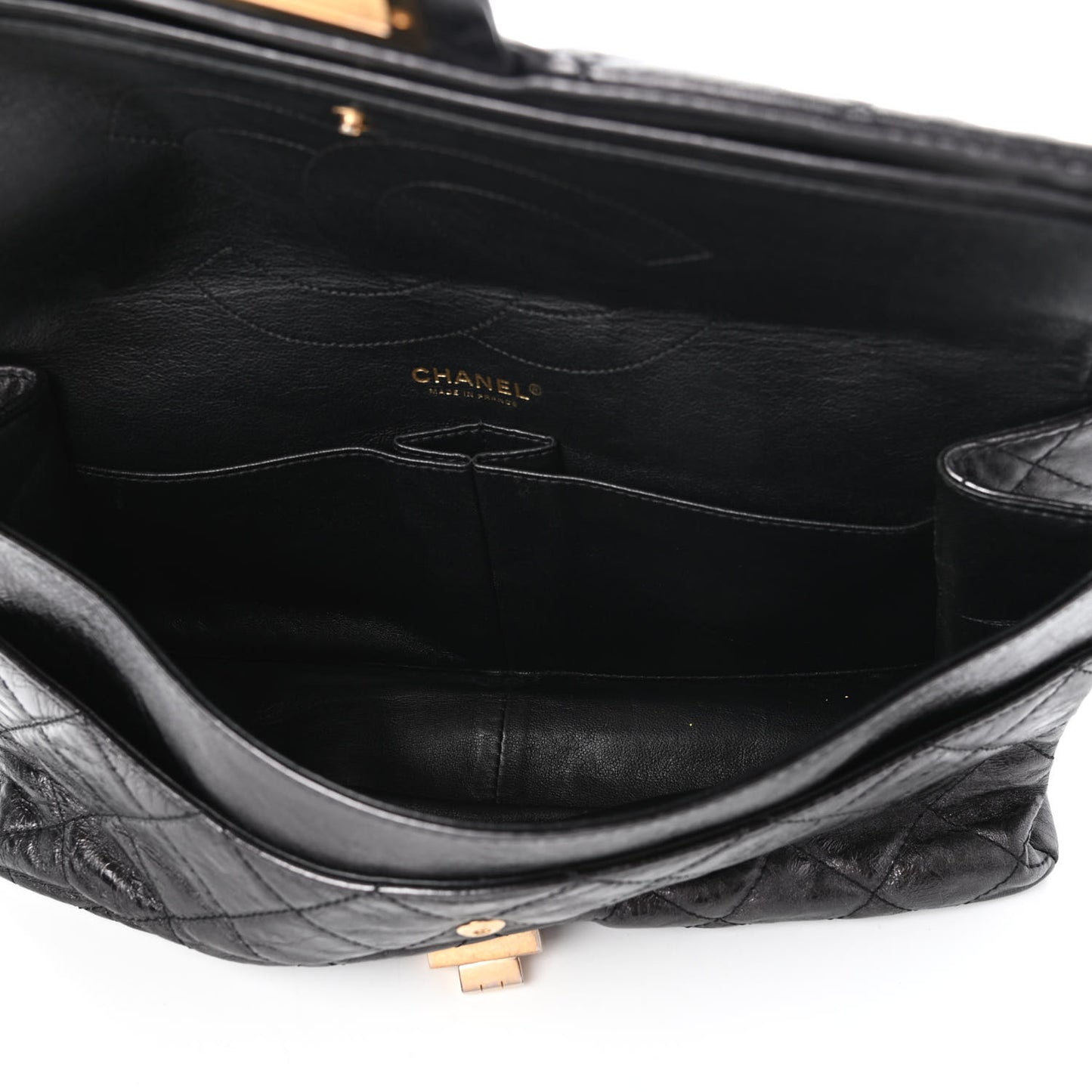 Metallic Aged Calfskin Quilted 2.55 Reissue 227 Flap Black