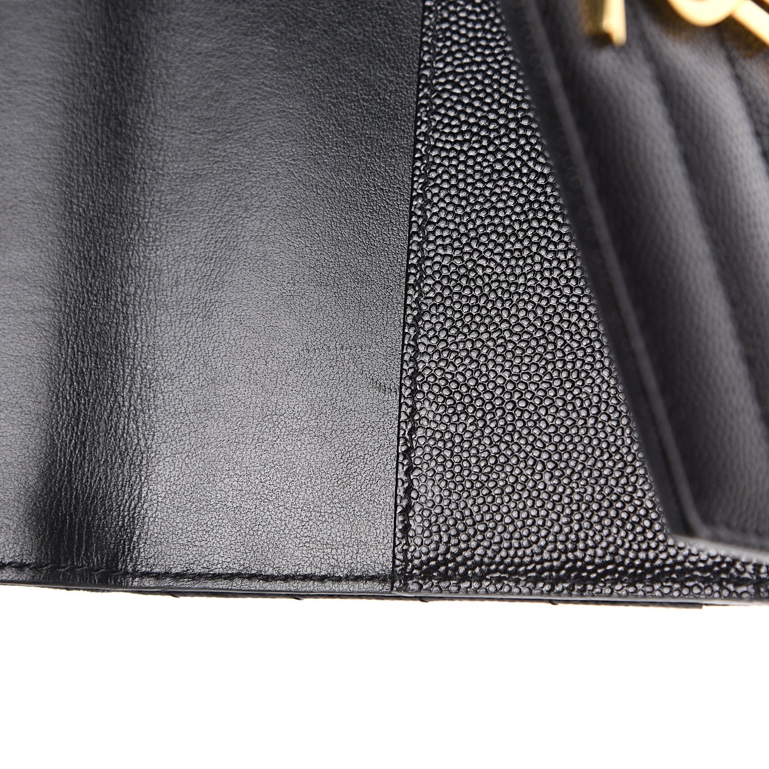 Saint Laurent Grain De Poudre Matelasse Chevron Small Monogram Passport Case Black 8 of 8