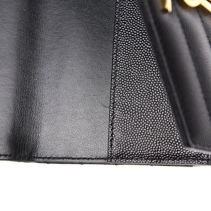 Saint Laurent Grain De Poudre Matelasse Chevron Small Monogram Passport Case Black 8 of 8