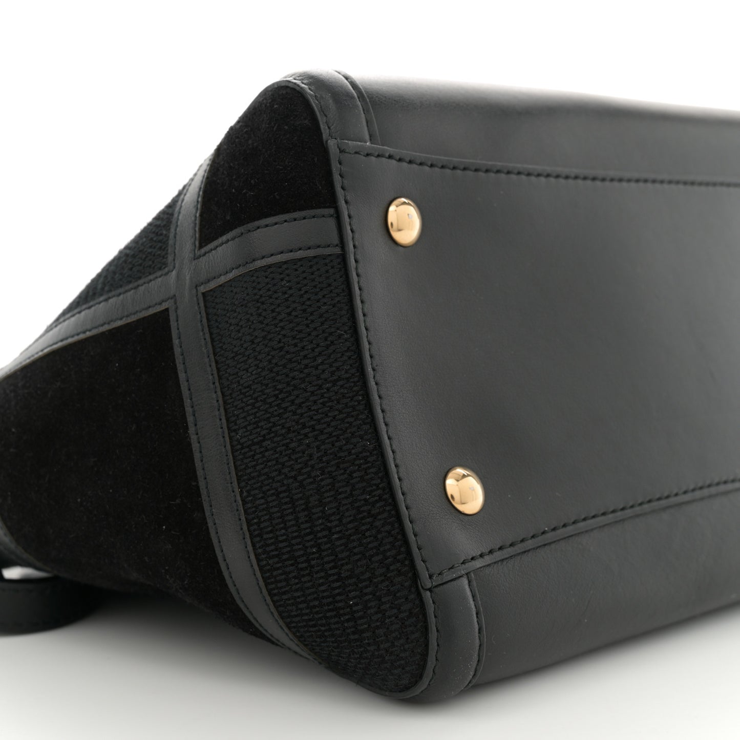 Calfskin Suede Patchwork Double Handle Small Amy Tote Black