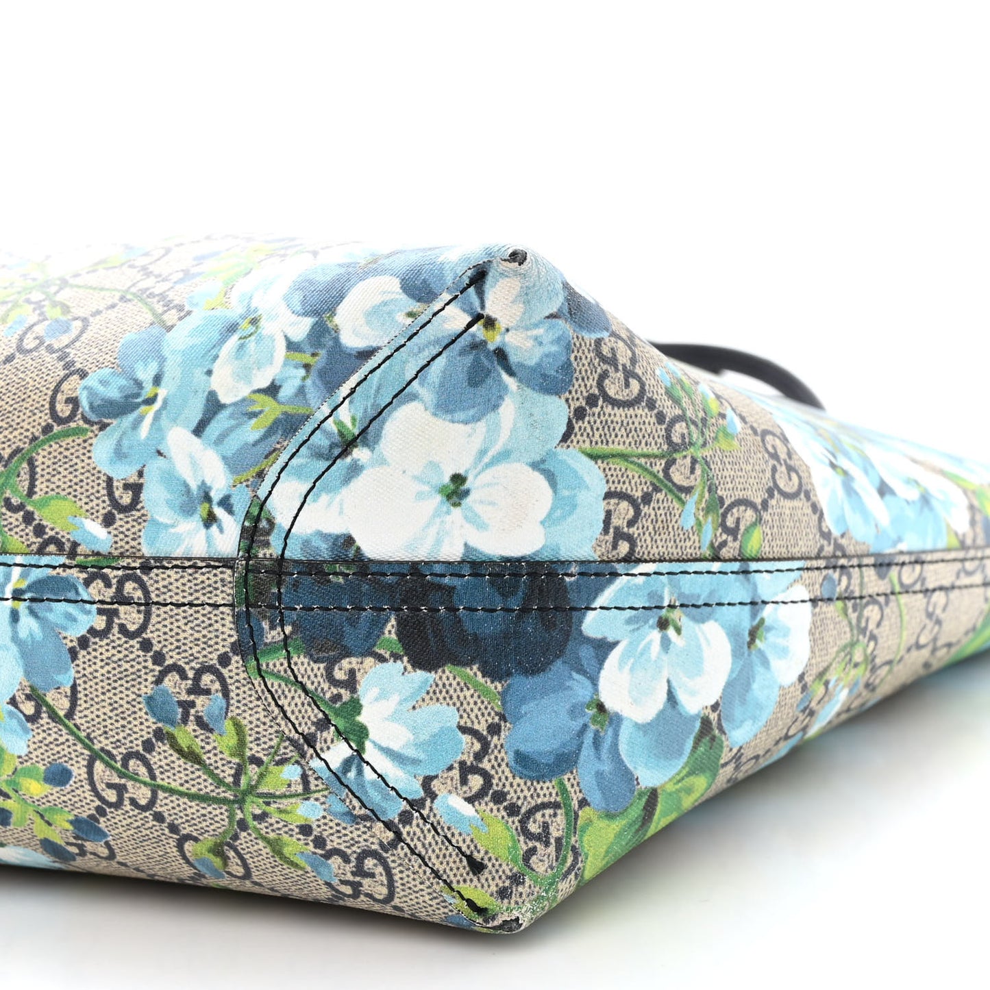 GG Supreme Monogram Blooms Medium Reversible Tote Beige Blue Navy