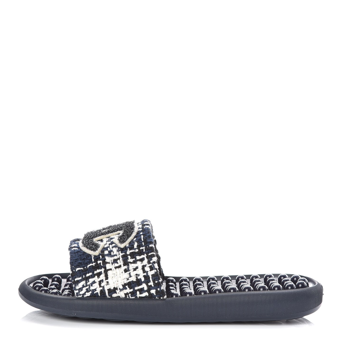Tweed CC Flat Mules 35 Navy